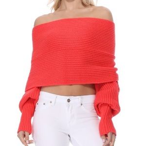 Versatile off shoulder long sleeve wrap sweater
